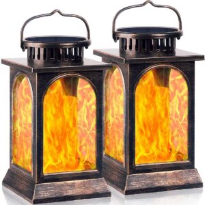 TomCare Solar Lights Flickering Flame Metal